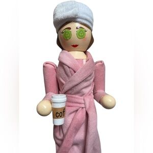 Pink Spa Day Tall Girl Wooden Nutcracker, New With Tags